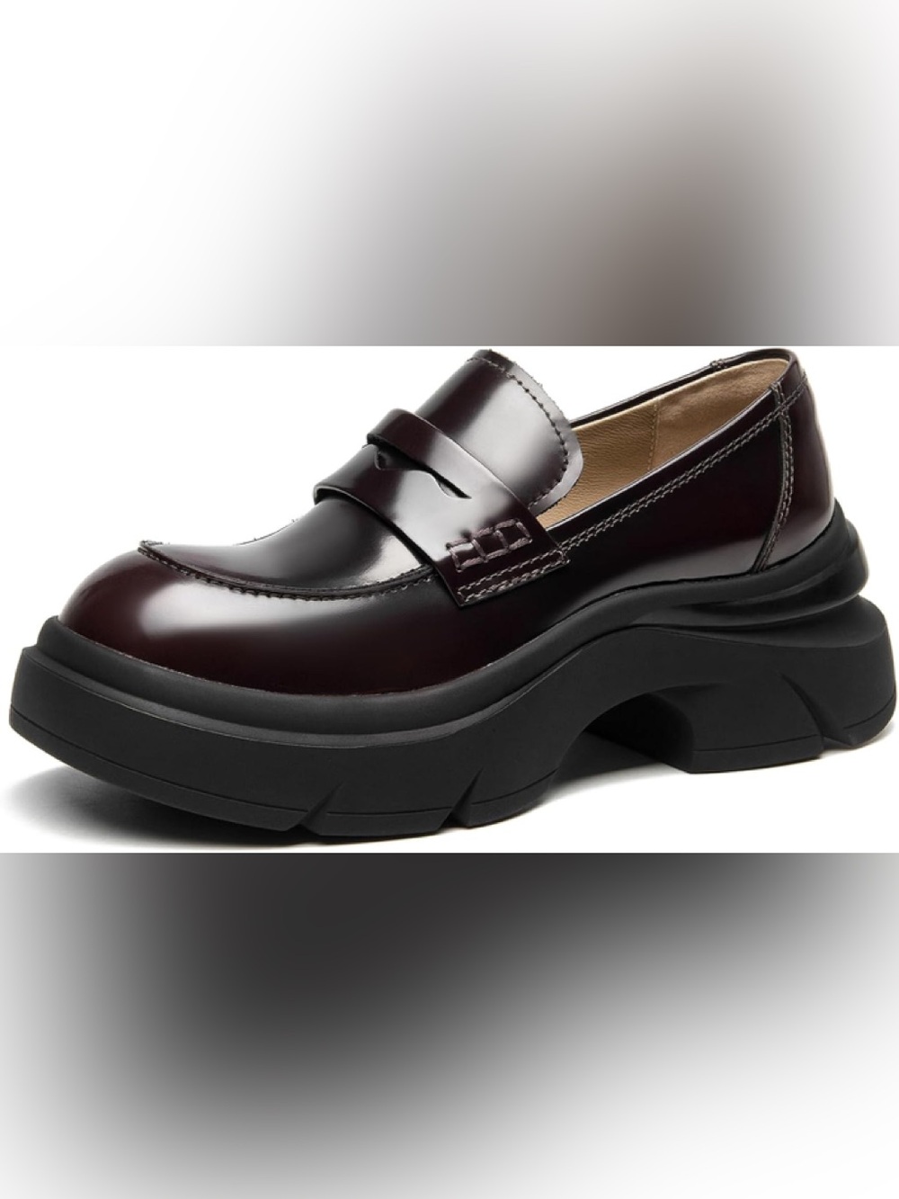 BEAU TODAY  Stellar Leather Traditional Handcraft Platform Penny Loafers.  New.
